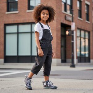 CONVERSE All Star Hi Top Sneakers Girls 2 Blue Glitter Back Bows Double Tongue